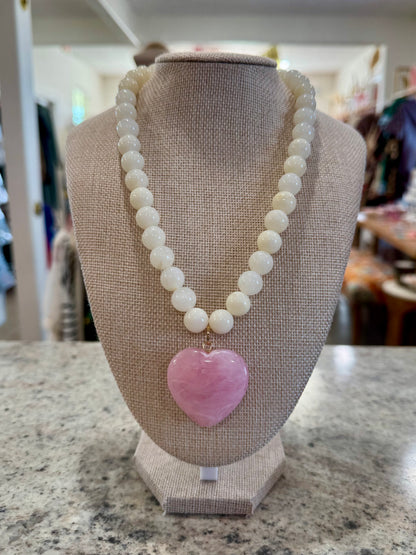 Beaded Stone Heart Necklace
