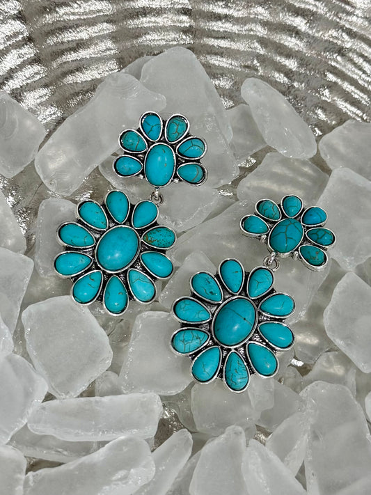 Faux Turquoise Cluster Earrings