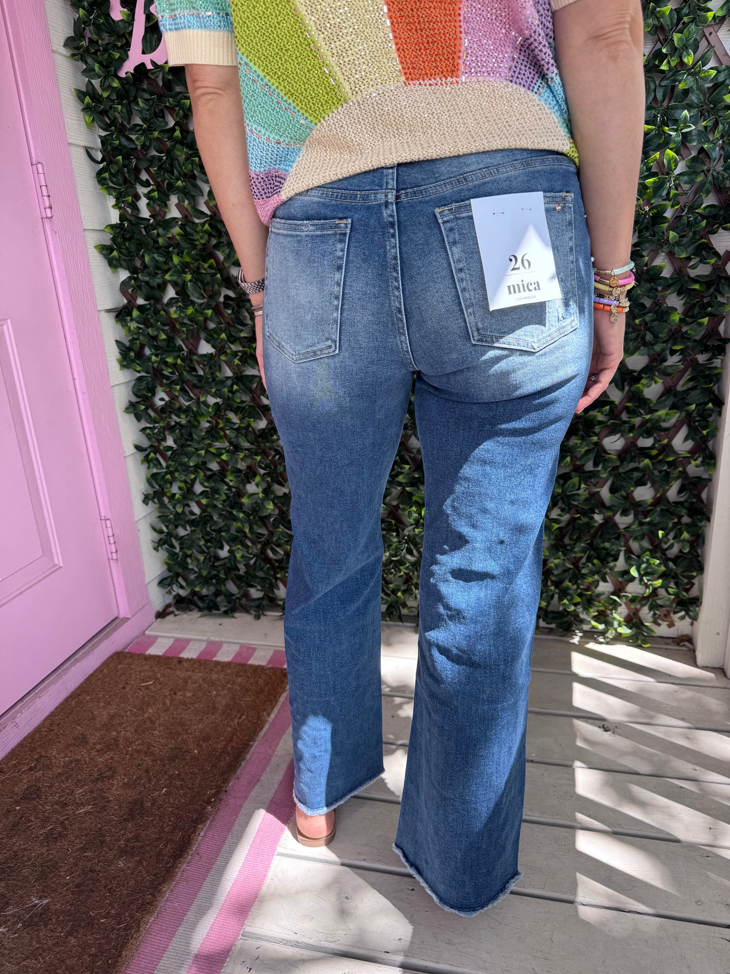Mica Embellished Wide Leg Denim