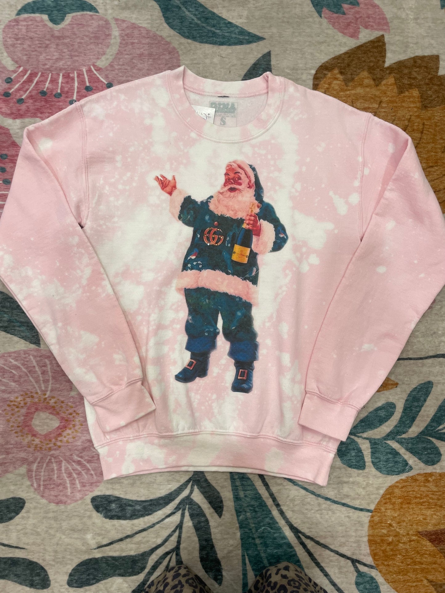Pink Champagne Santa Sweatshirt