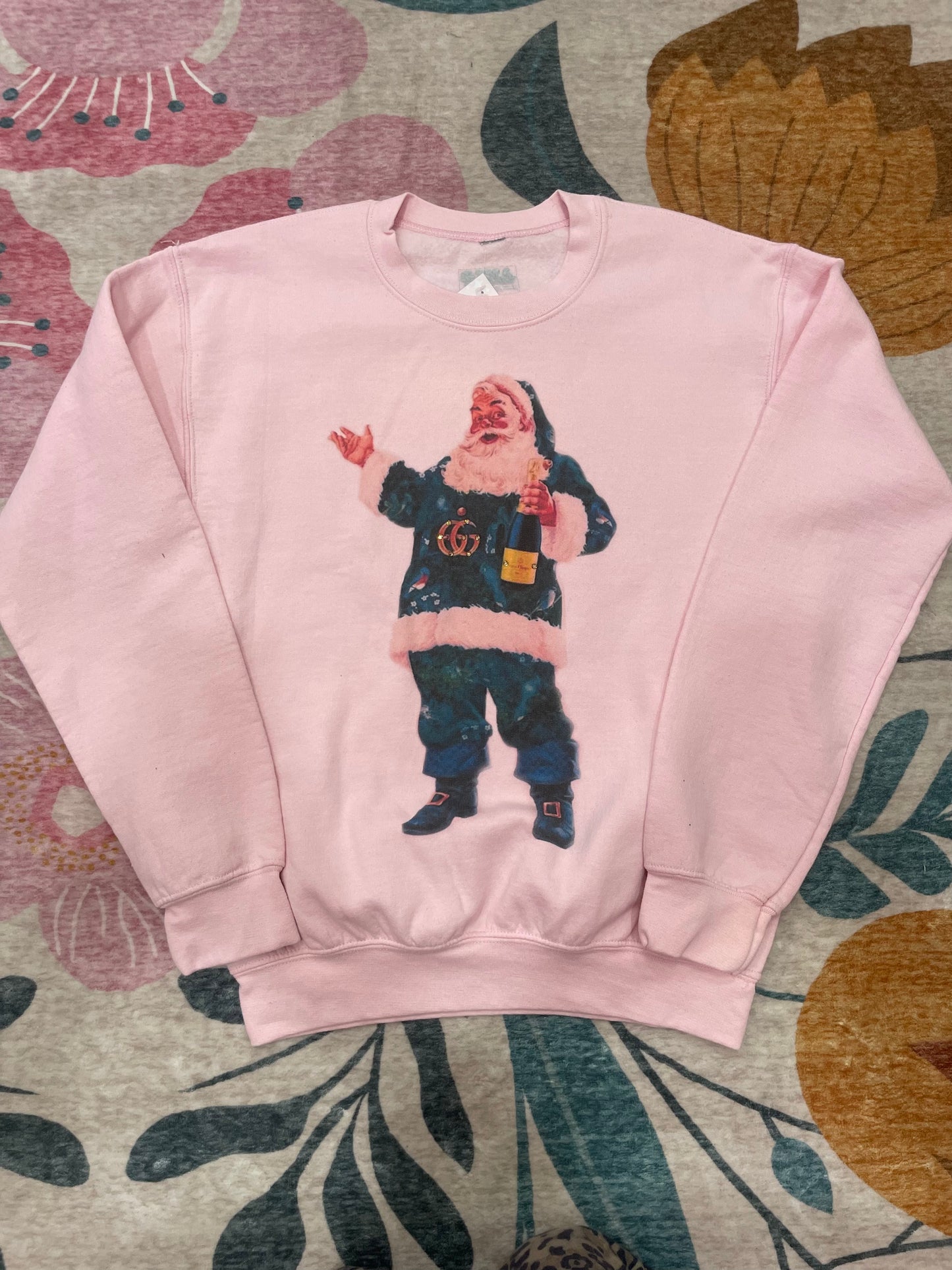 Pink Champagne Santa Sweatshirt