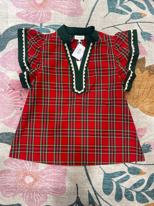 Wrapped In Plaid Top- Plus