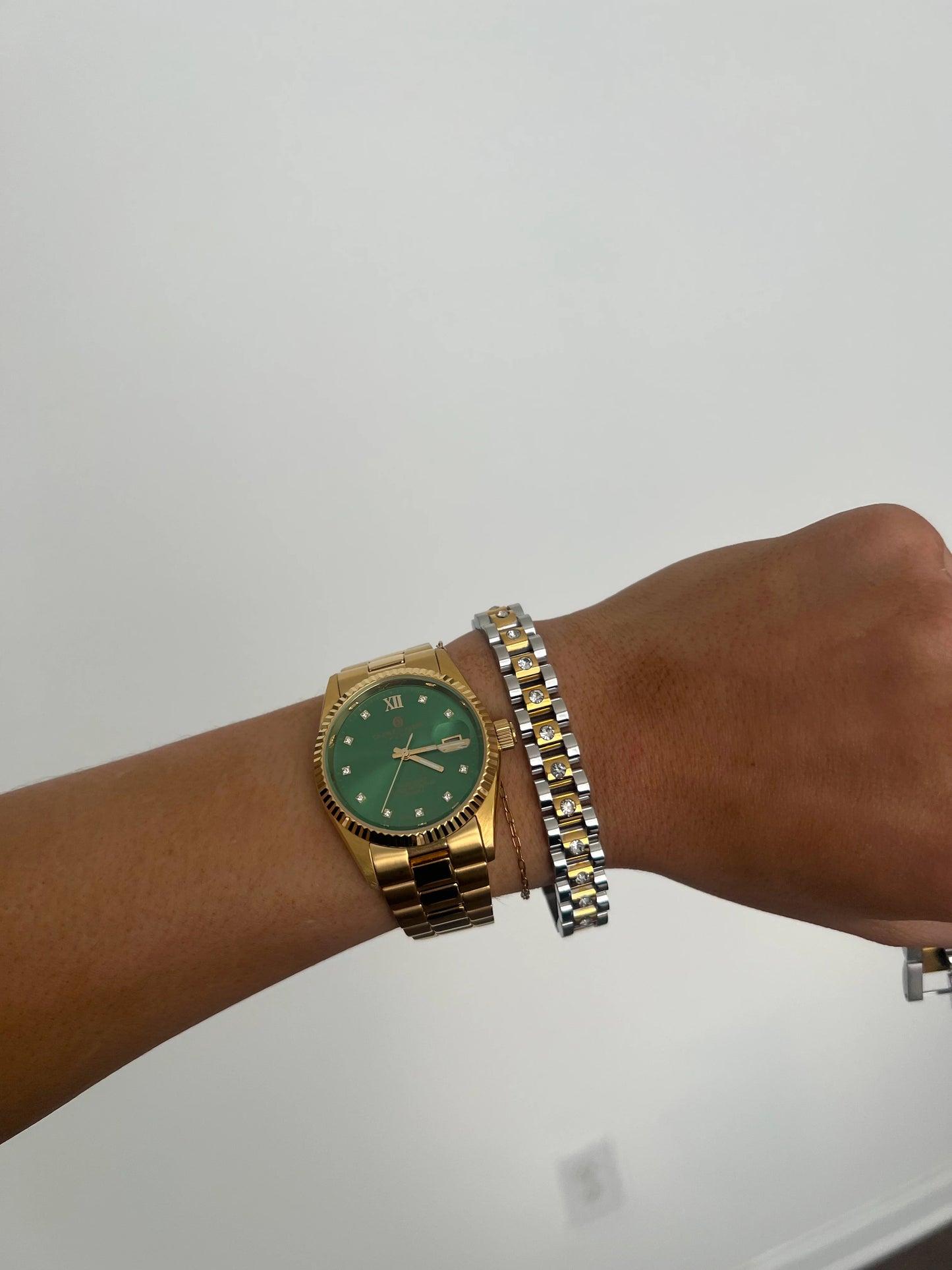 Chansuttpearls Diamond Two-Toned Watch Band Bracelets