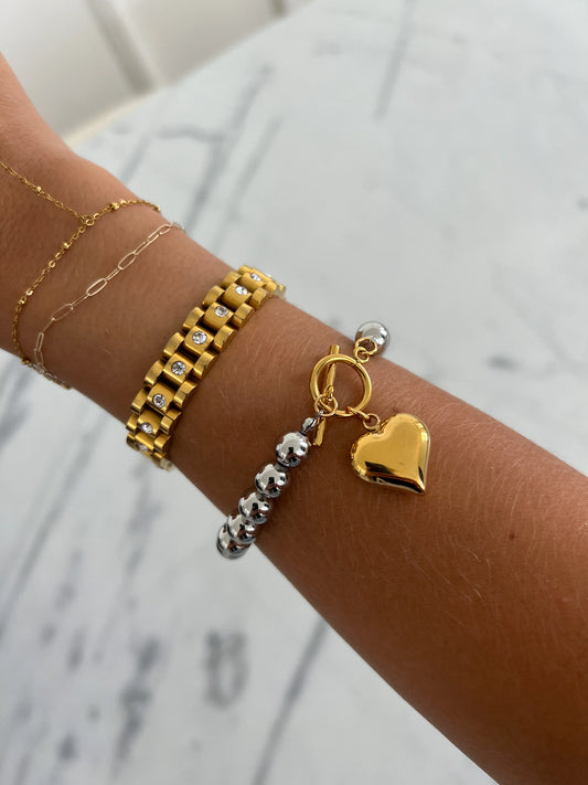 Chansuttpearls Glam Heart Bracelet