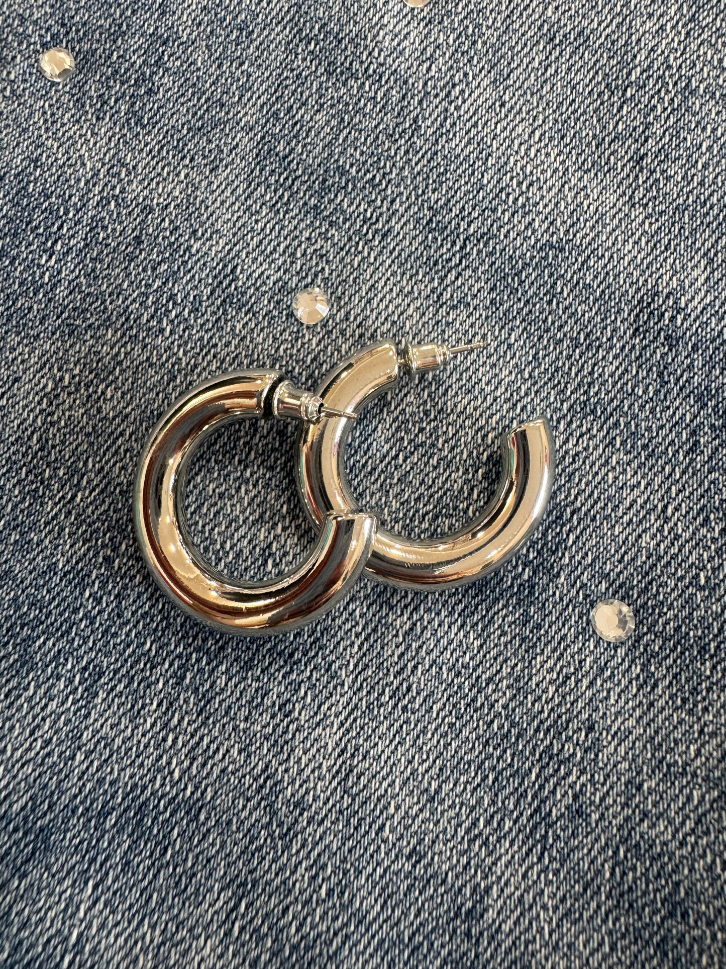 Medium Silver Chunky Hoops