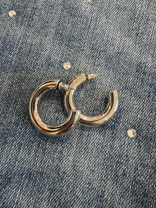Medium Silver Chunky Hoops
