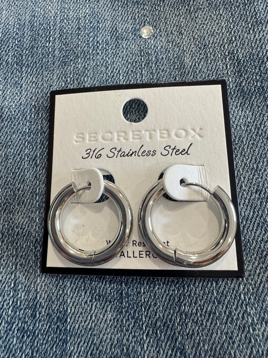 Silver Latch Hoop Earrings