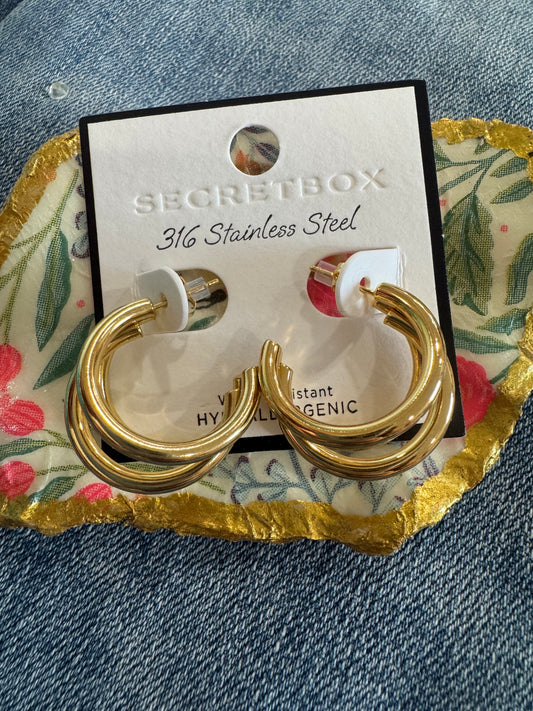 Triple Gold Hoops