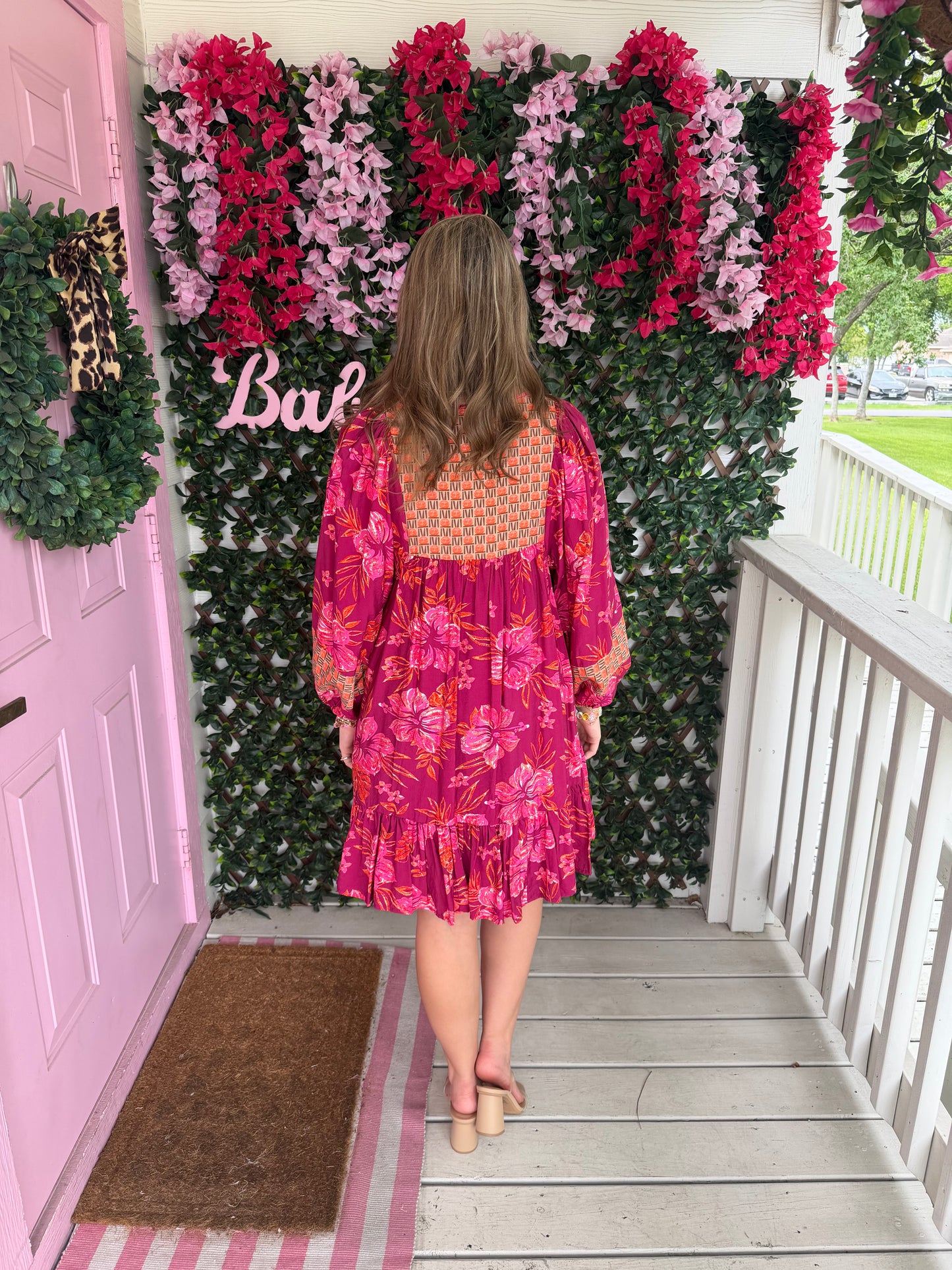 Merlot Mix Hibiscus Dress