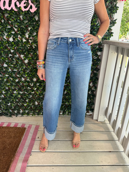 Flying Monkey Mooreland Wide Leg Cuffed Jeans