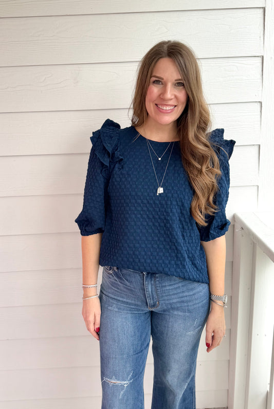 Bonnie Ruffle Sleeve Top Teal