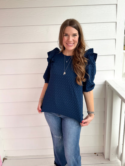 Bonnie Ruffle Sleeve Top Teal