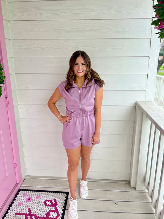 Dusty Mauve Textured Romper