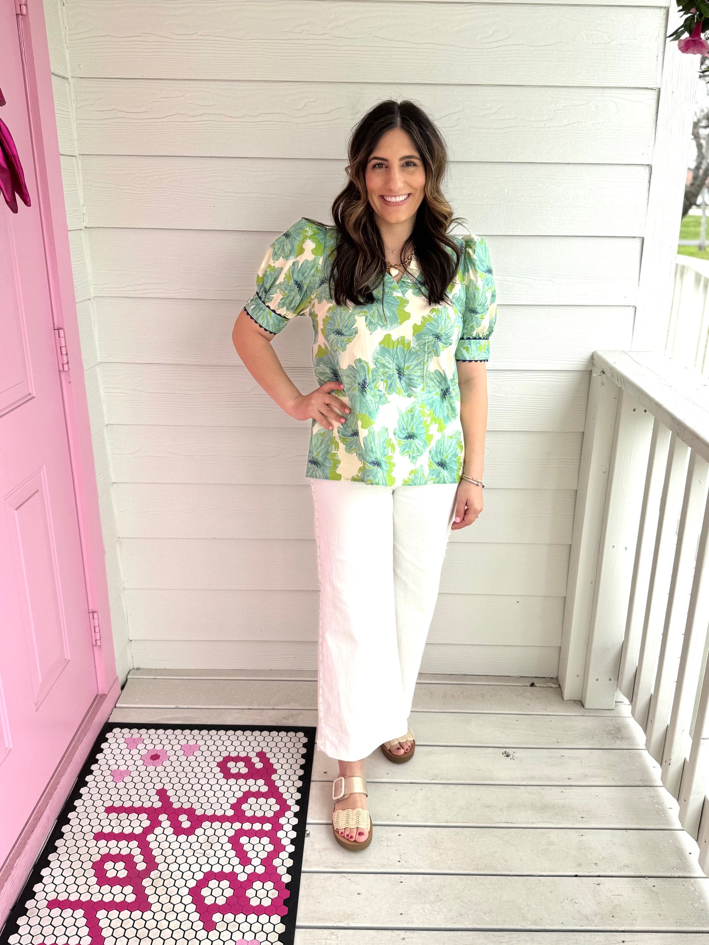 Mint Peony Top