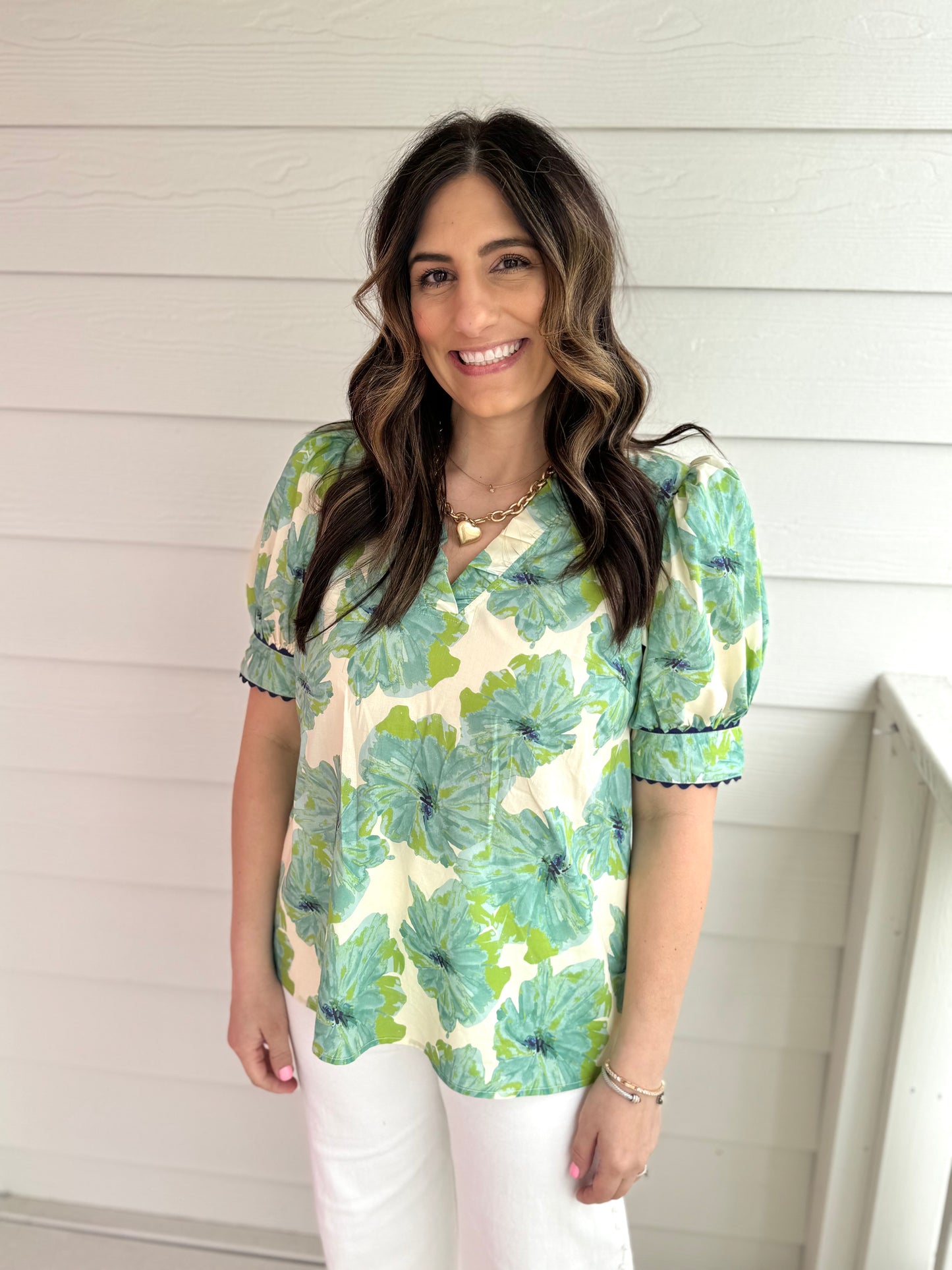 Mint Peony Top