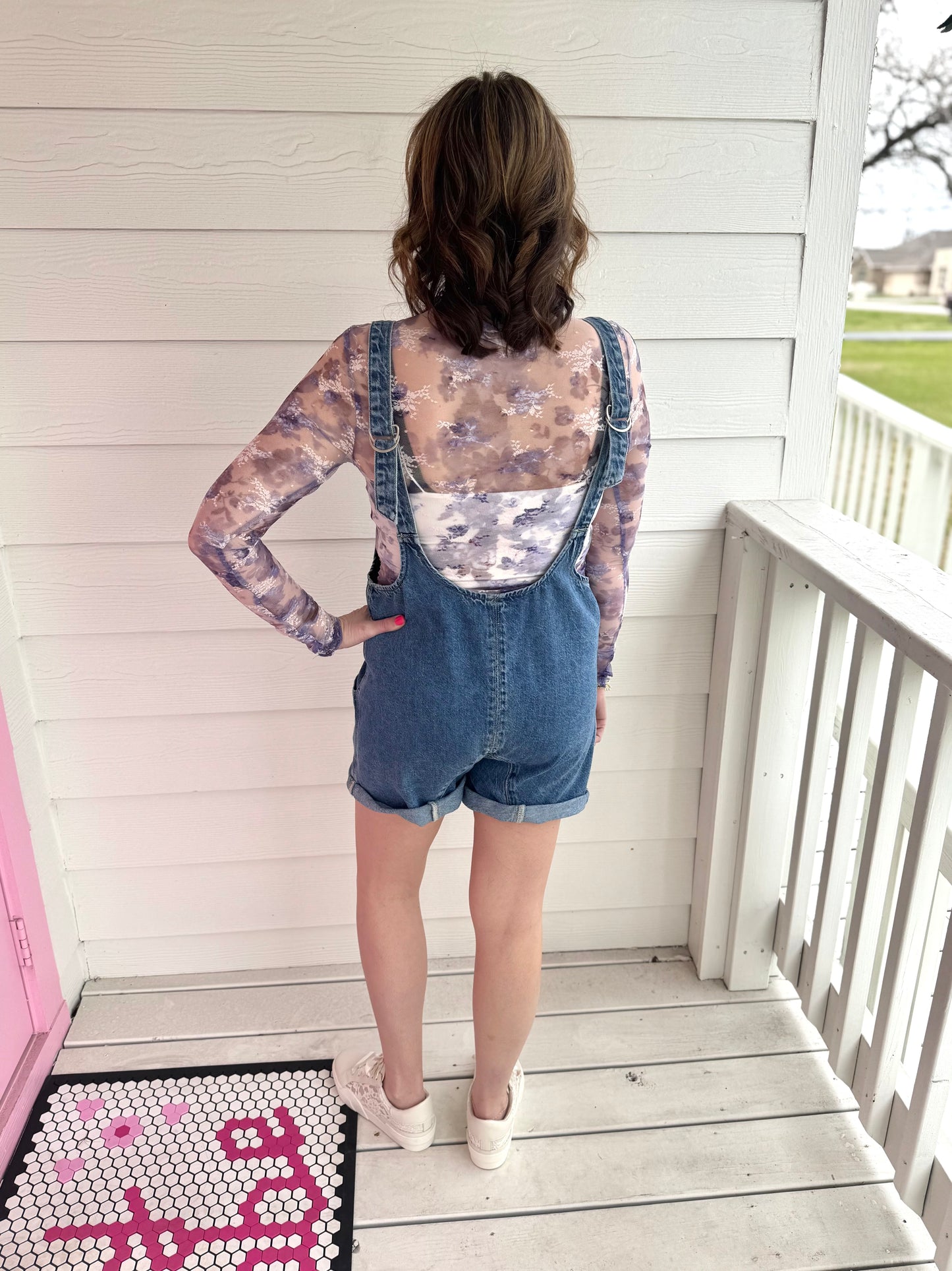 Purple Floral Lace Layering Top