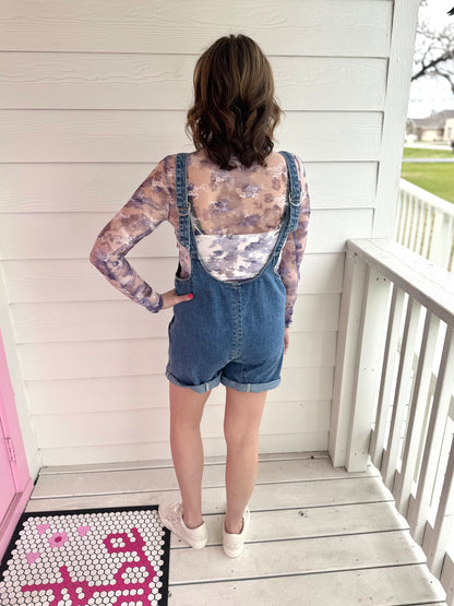 Purple Floral Lace Layering Top