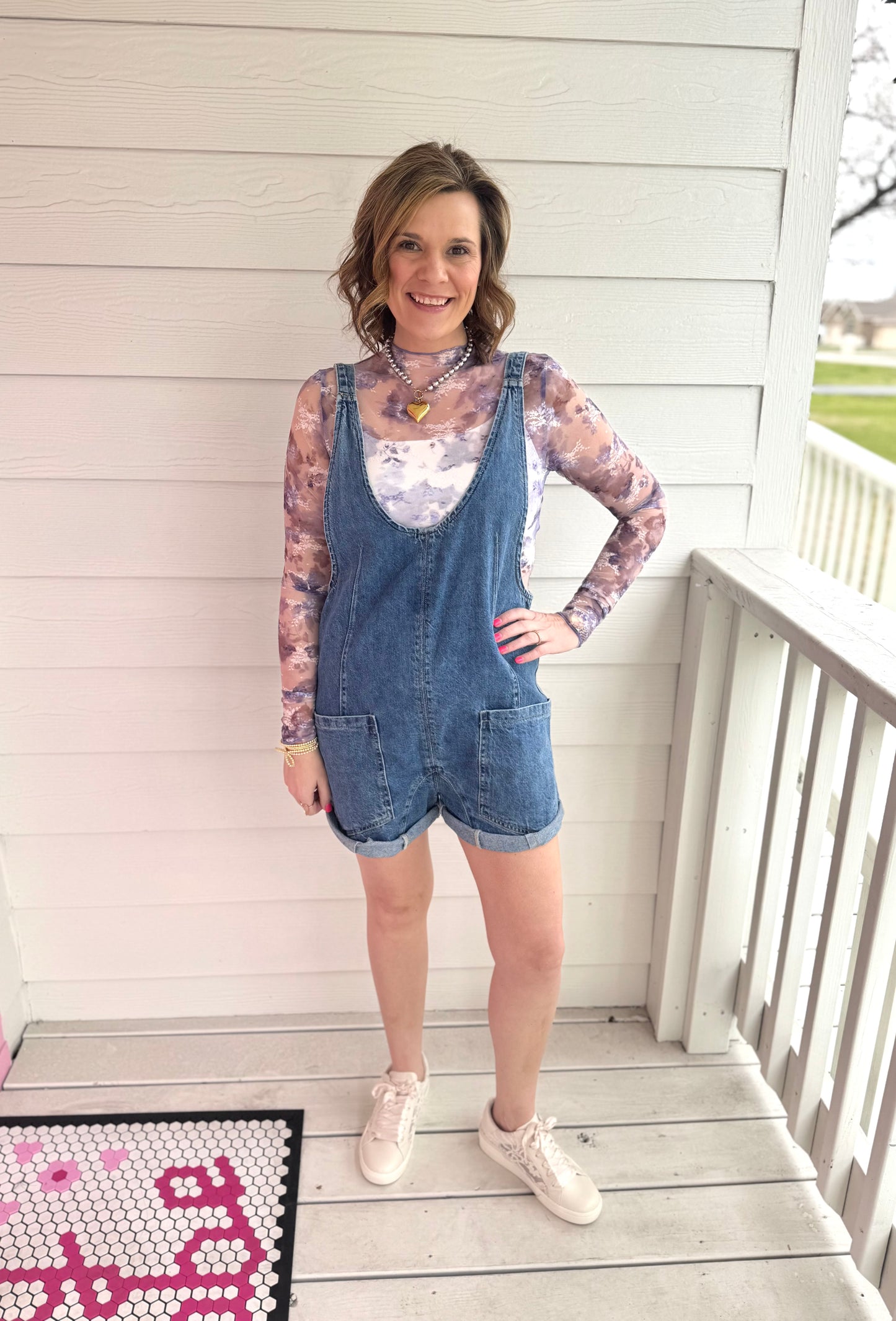 Purple Floral Lace Layering Top