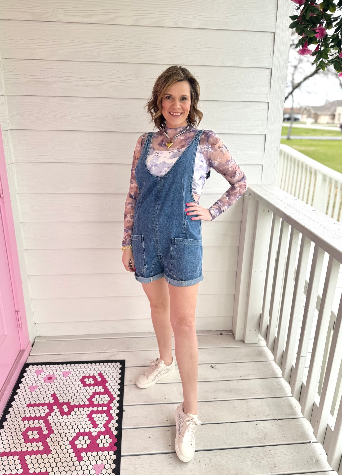 Purple Floral Lace Layering Top