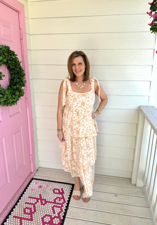 Apricot Tiered Dress