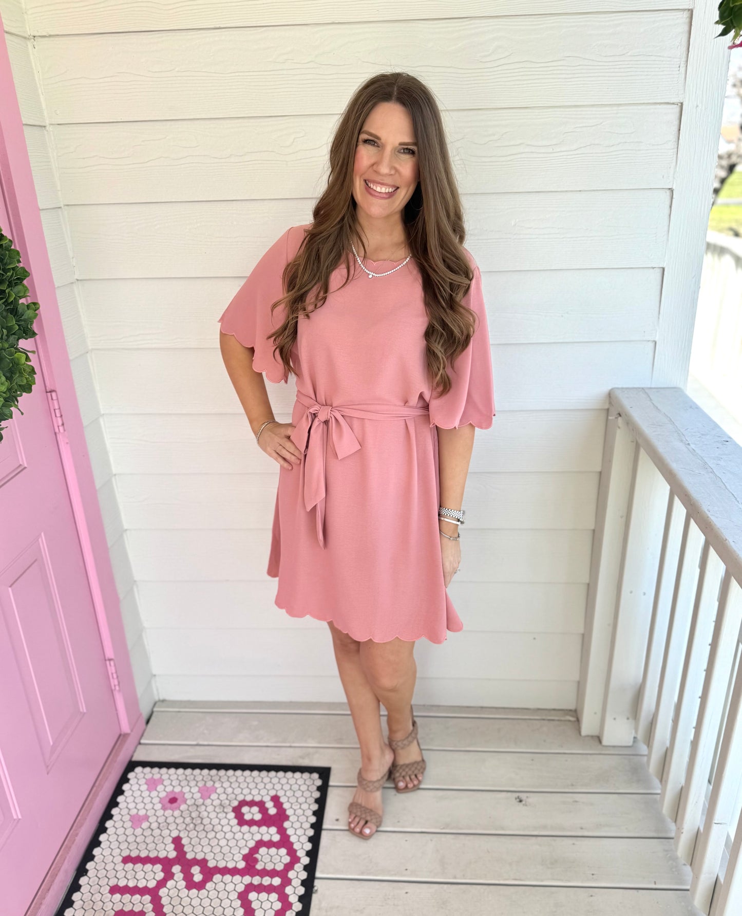 Dusty Rose Belted Dress
