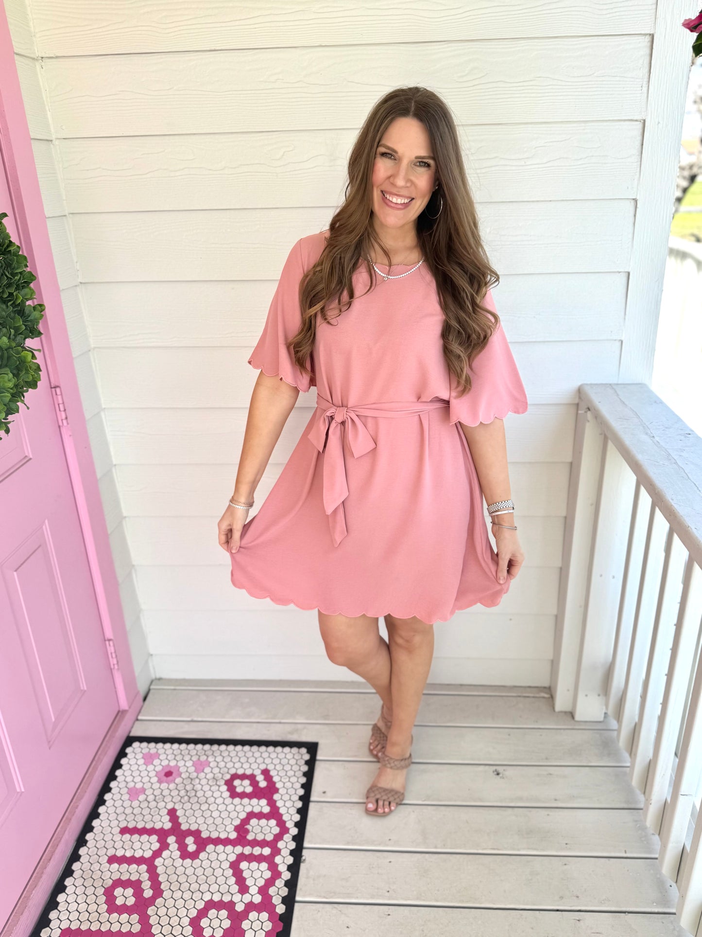 Dusty Rose Belted Dress