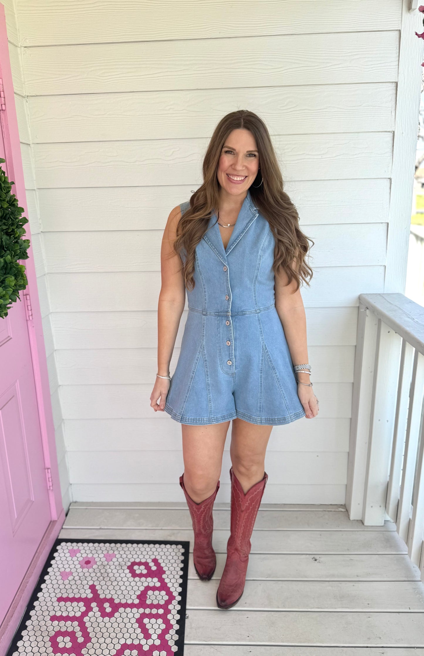 Baby Blue Denim Romper