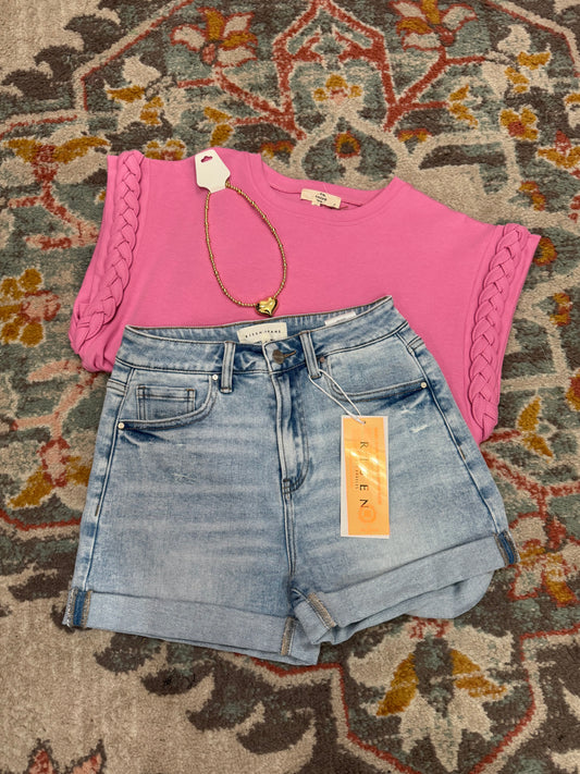 BB Light Cuffed Denim Shorts