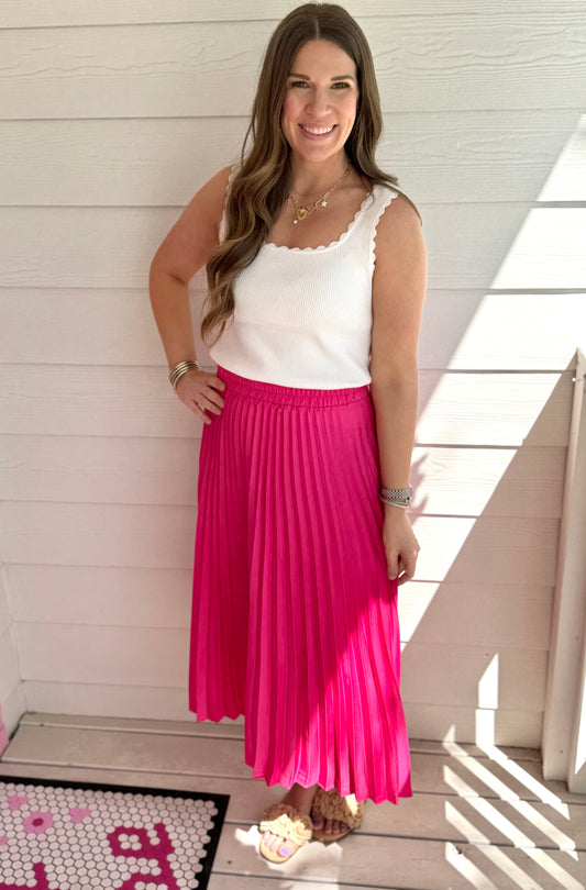 Touch Of Sass Midi Skirt Pink