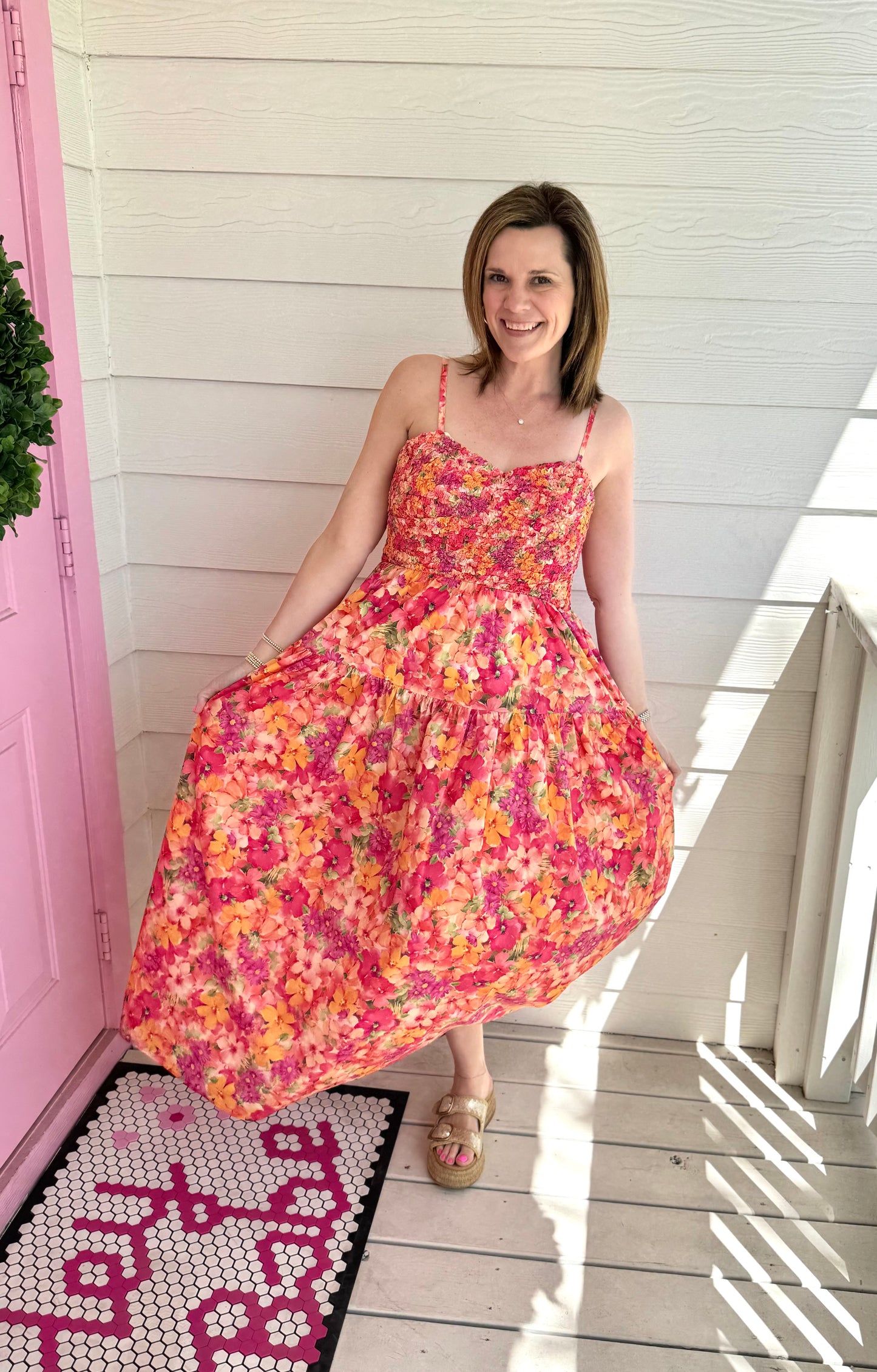 Coral Multi Floral Maxi Dress
