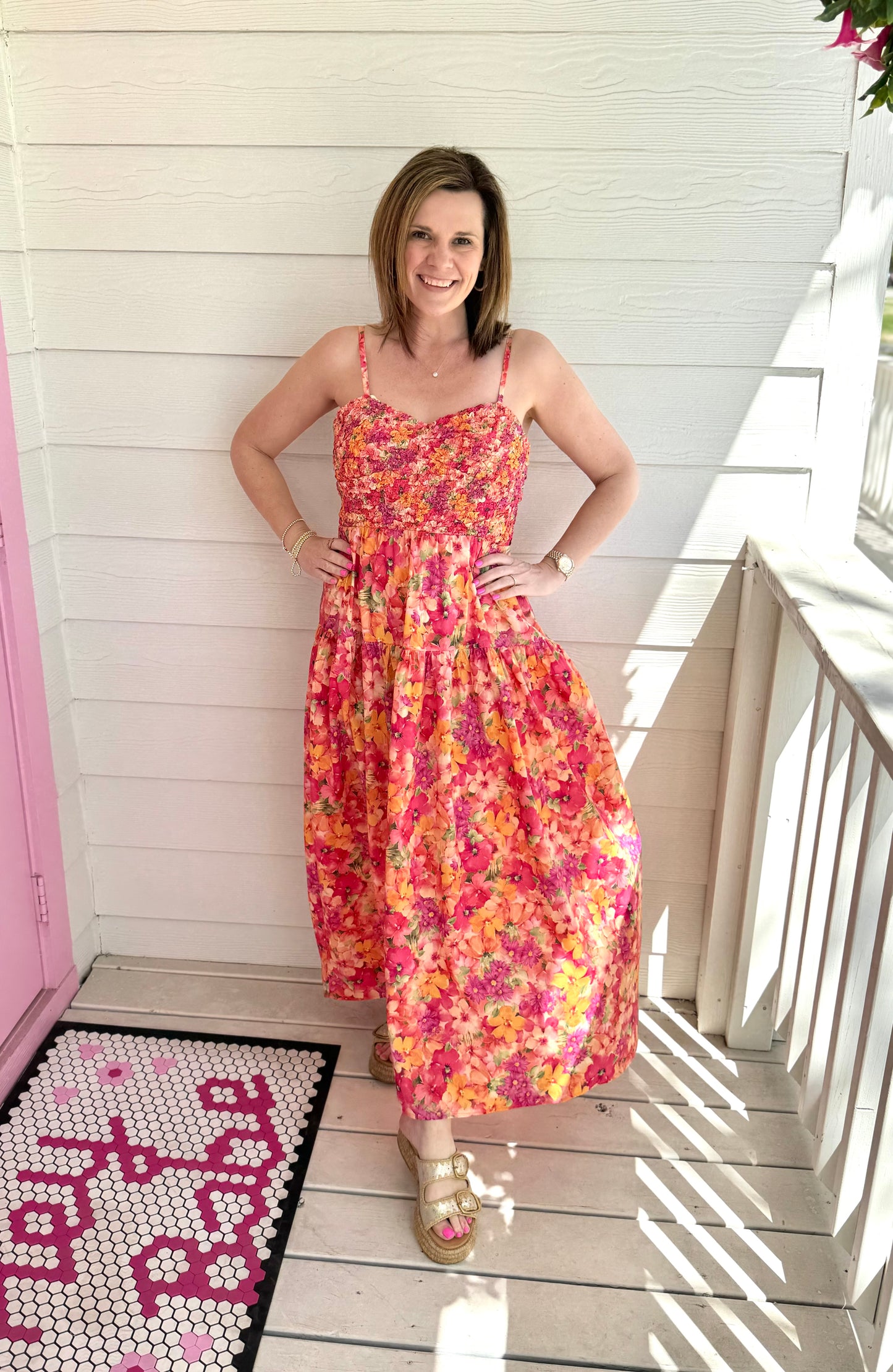 Coral Multi Floral Maxi Dress