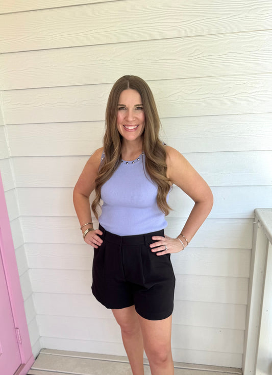 Black Tailored High Waist Shorts