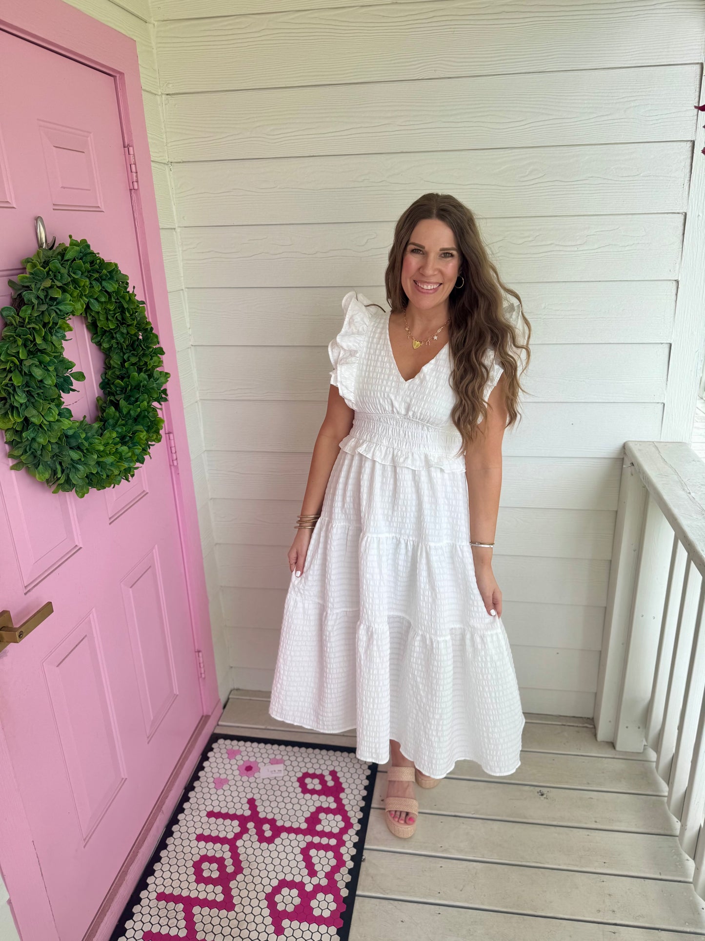 Ruffled White Maxi Dress