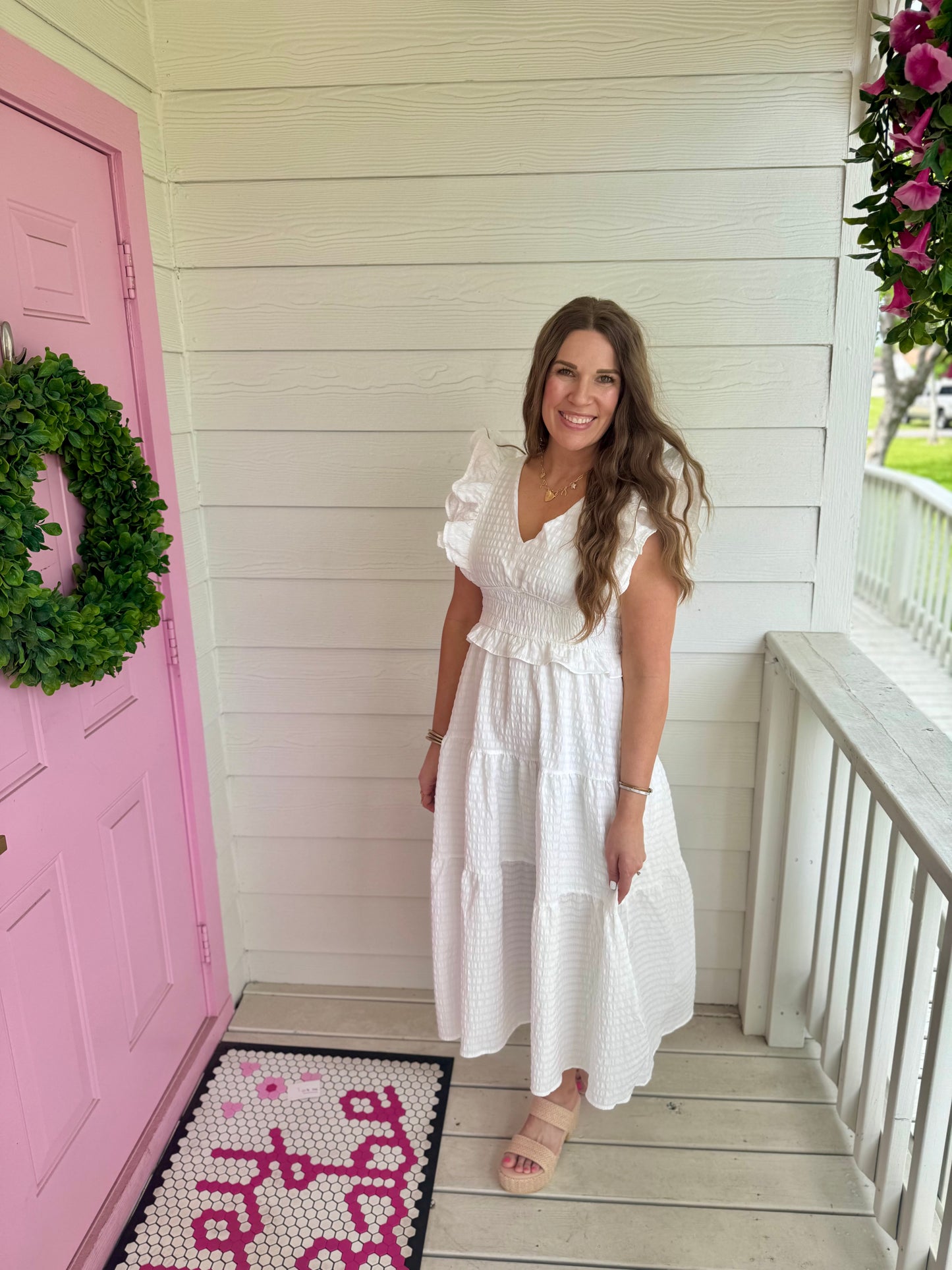 Ruffled White Maxi Dress