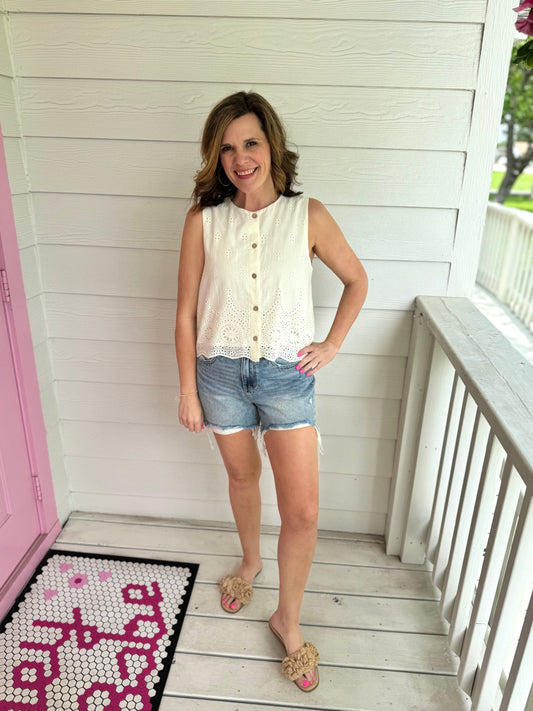 Cream Eyelet Tank