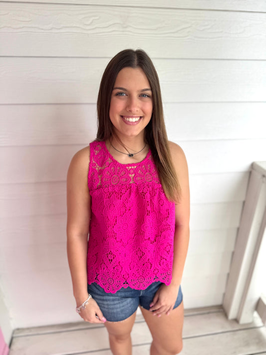 Pink Lace Scallop Top