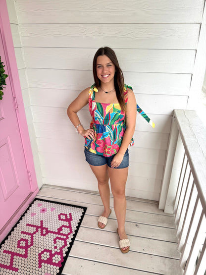 Aloha Babe Tie Sleeve Top