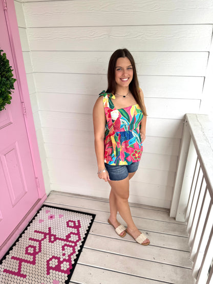 Aloha Babe Tie Sleeve Top
