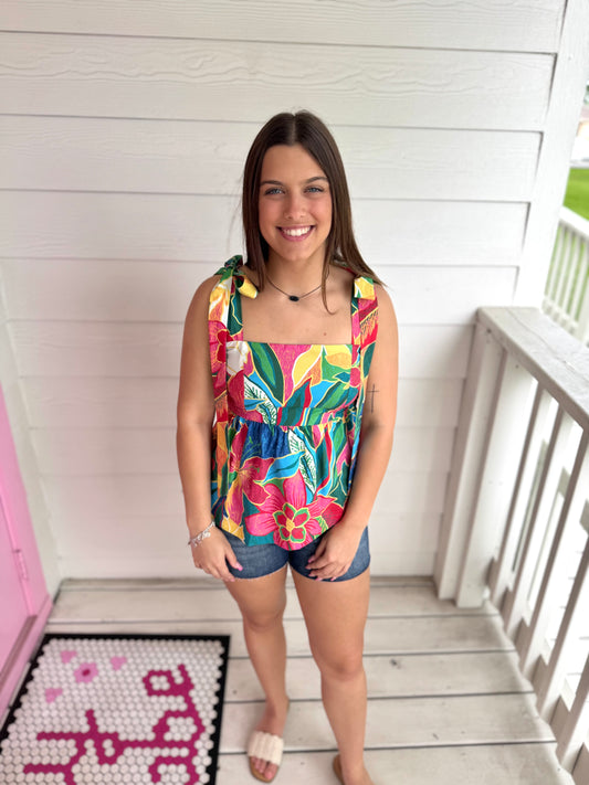 Aloha Babe Tie Sleeve Top