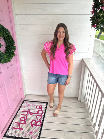 Hot Pink Embroidered Top