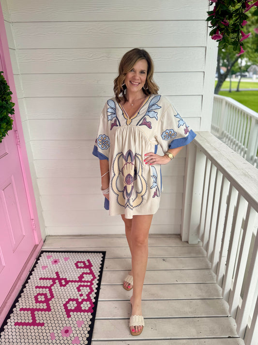 Embroidered Mini Dress