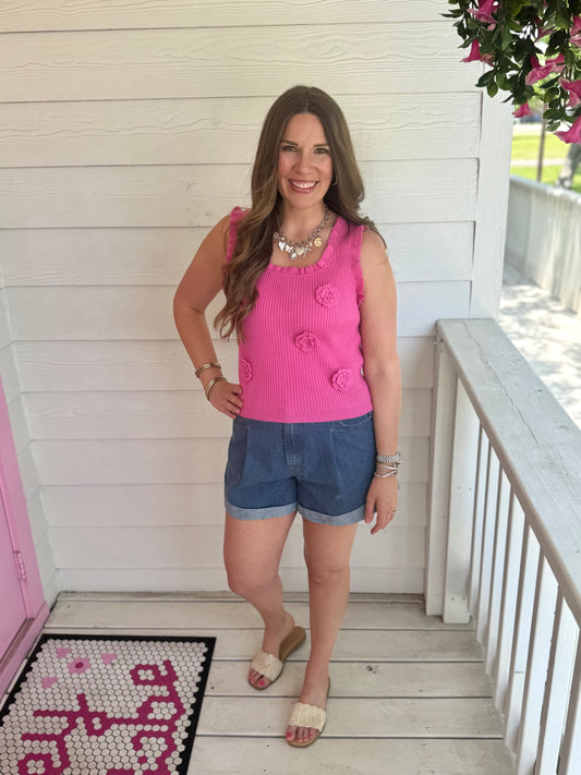 Wide Leg Denim Shorts