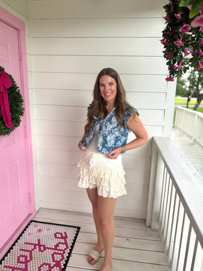 Flirty Tiered Shorts -  Ivory