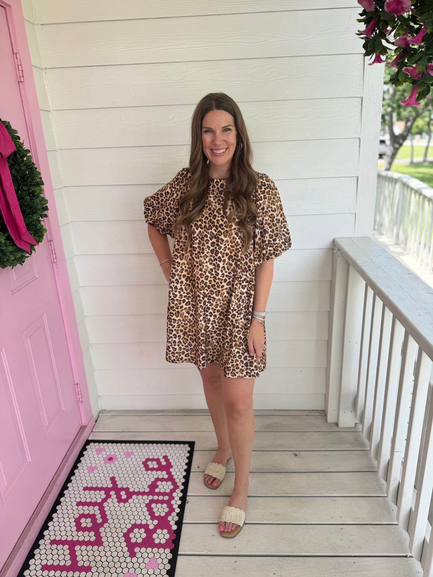 Animal Bubble Sleeve Dress