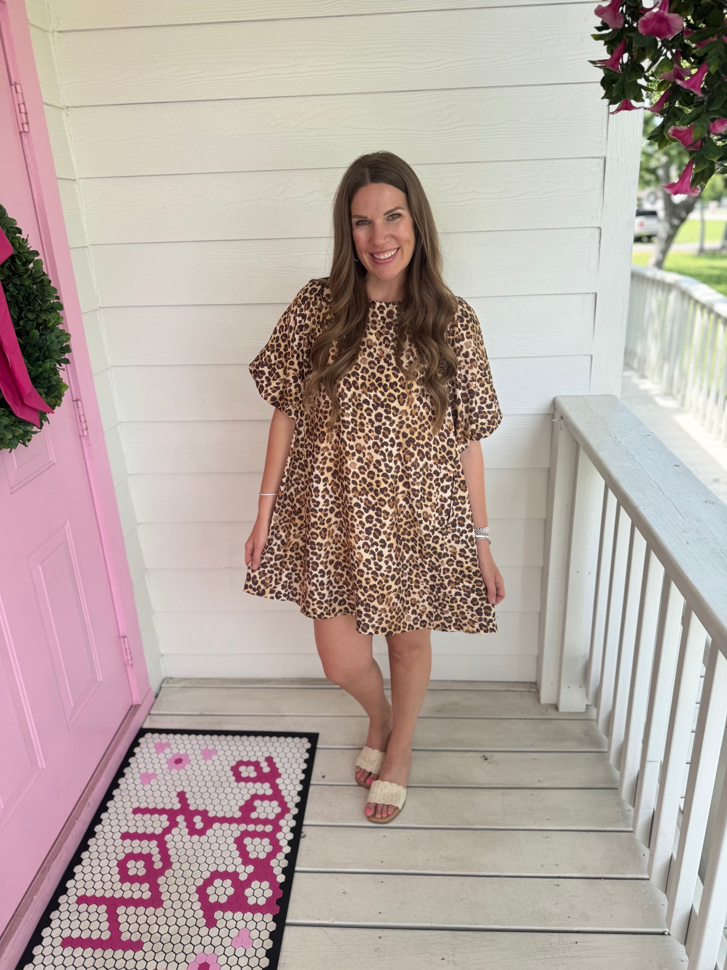 Animal Bubble Sleeve Dress
