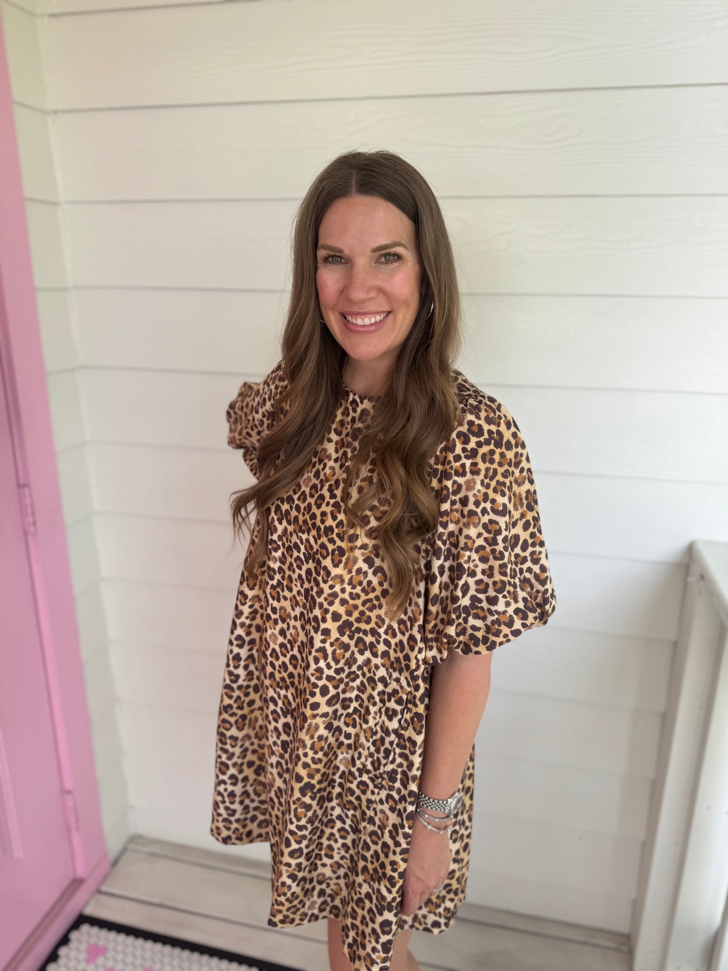 Animal Bubble Sleeve Dress