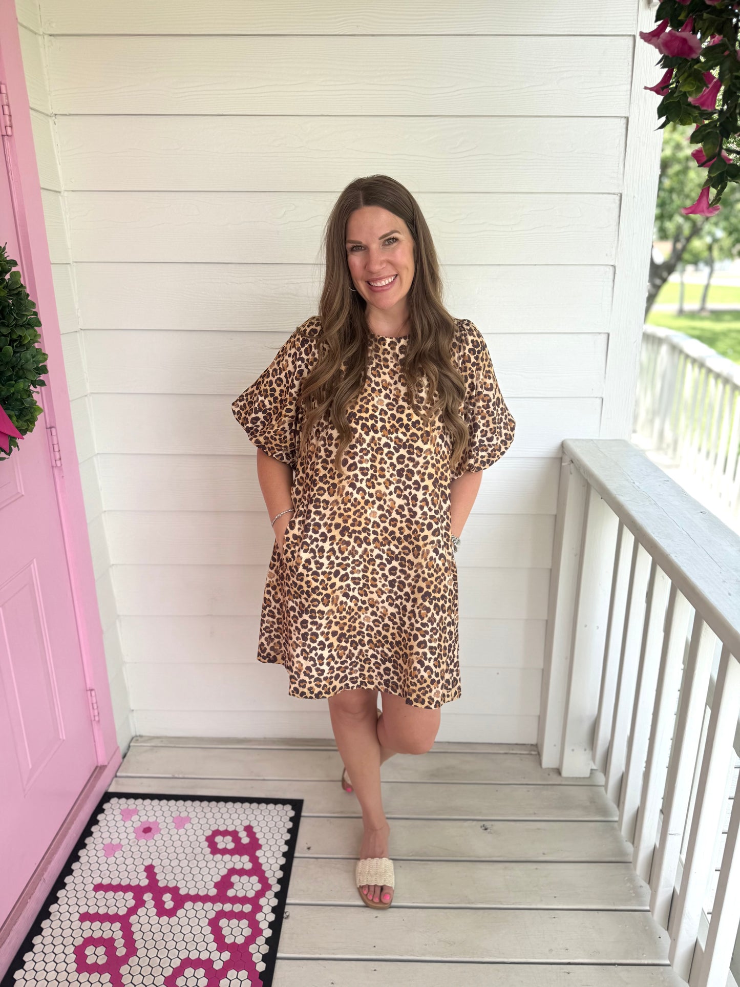 Animal Bubble Sleeve Dress