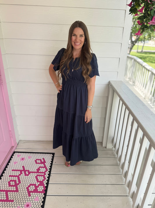 Navy Baby Midi Dress